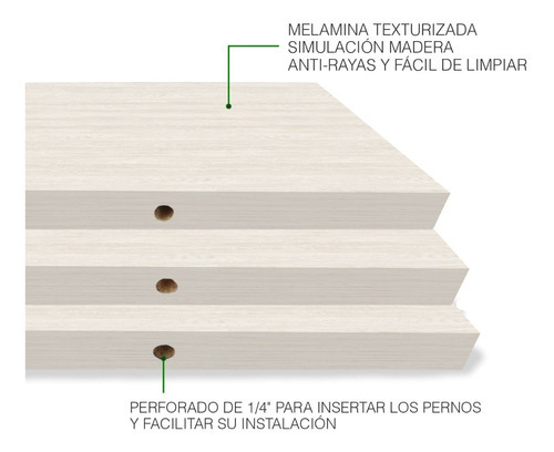 Imagen 5 de 10 de Set Modular De Repisas Flotantes Para Salas U Oficinas. P2 Color Teka Artico