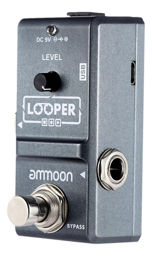 Mini Pedal Looper Efeito Ammoon Ap-09 Cinza Nano Series