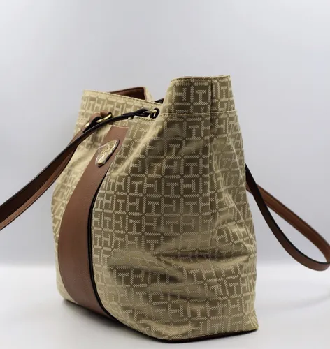 Bolsa Tote Tommy Hilfiger Color Caf Claro Con Asa Y Cierre