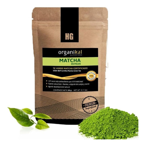 Matcha En Polvo Te Verde Organico Caja X5 Unid 50g Organikal