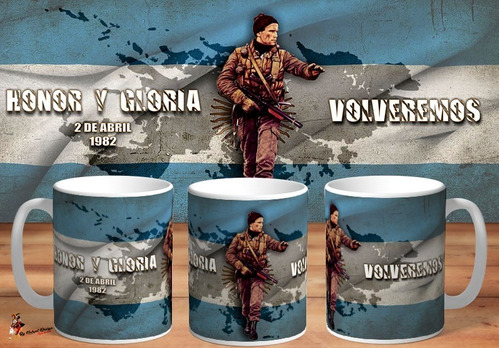 Taza Islas Malvinas Honor Y Gloria...volveremos Art 4k 04