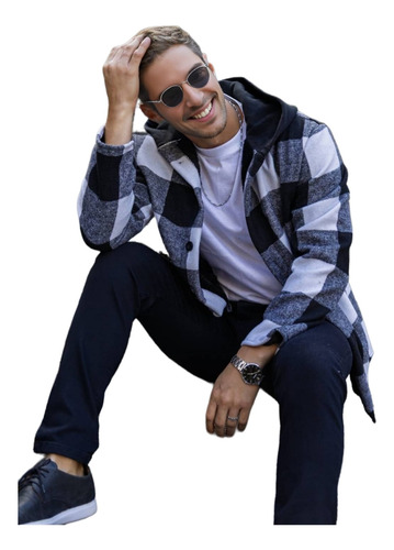 Camisaco De Paño Hombre Con Capucha Urbano Super Abrigado