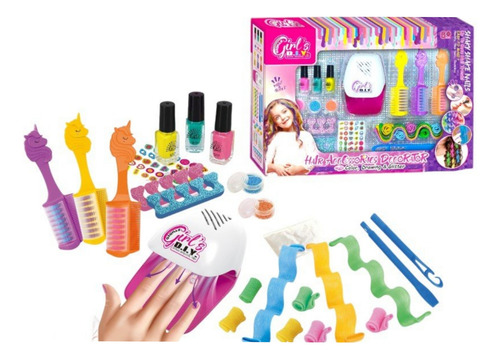 Kit Manicura Lampara Seca Esmalte Brillo Crea, Decora Y Uñas