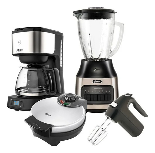Combo Oster 4 Elementos - Licuadora Cafetera Batidora Waffle