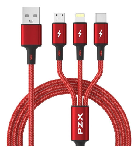 Cable De Carga 3 En 1 Celular Pzx V138