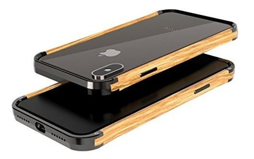 Funda iPhone X / Xs Vesel Wood Y Aluminio - Espejo Negro / R