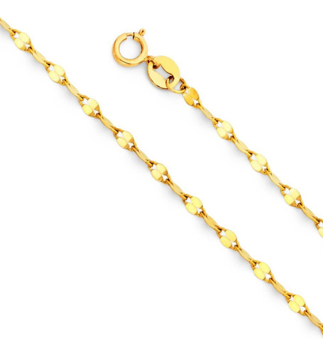 Cadena De Oro Italiano 14k, Estilo Grano De Café, 40 Cm Color Amarillo