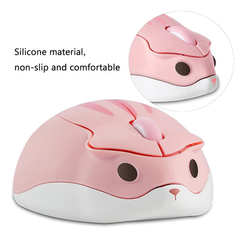 Mouse Inalámbrico, De Adorable Hámster Rosa, 1200 Dpi