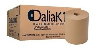 Toalla Rollo Kraft Dalia 180 Mts Biodegradable Café 6 Pzas 
