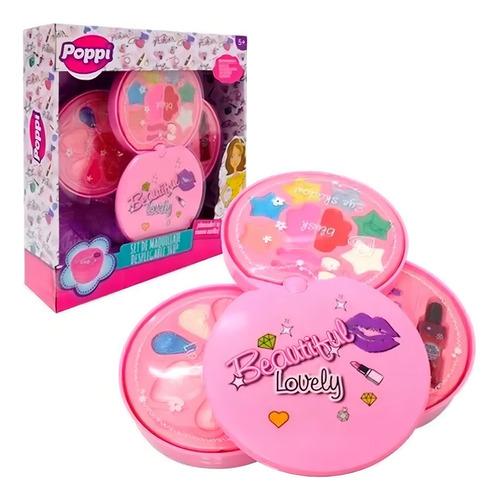 Set De Maquillaje Y Uñas Infantil Poppi Desplegable Gira 360