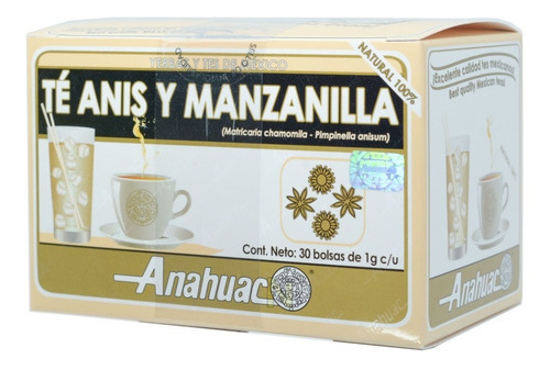Imagen 1 de 2 de Te Anis Y Manzanilla (30 Sobres) Anahuac