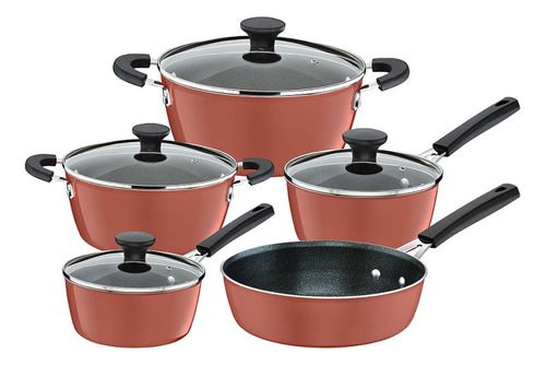 Batería De Cocina Tramontina Cobre Rosa 5 Piezas Glenz