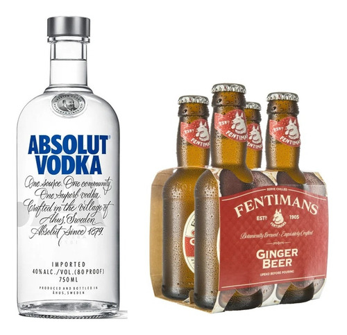 Pack Moscow Mule Absolut 750ml + 4 Ginger Beer 250ml