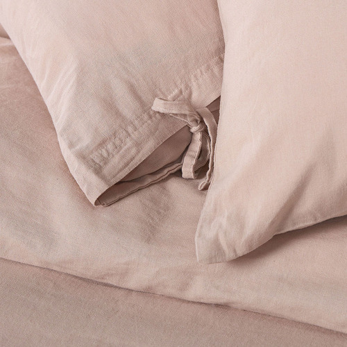Funda Plumón Lino-algodón Pure Liso Rosa Nude Súper King