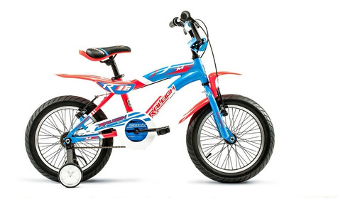 Bicicleta bmx freestyle infantil Raleigh MXR R16 1v frenos v-brakes color blanco/rojo/azul con ruedas de entrenamiento  