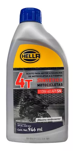 Aceite Moto 10w40 4t Sintetico Hella 1 Lt