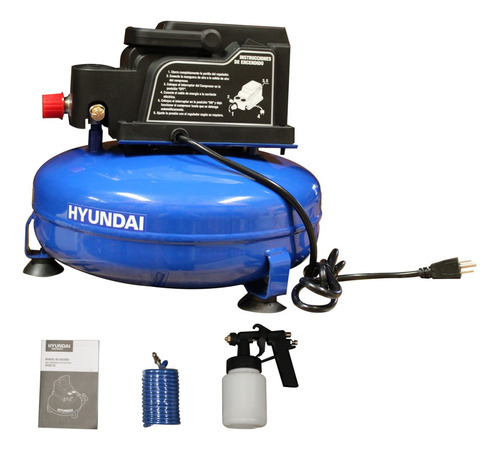 Mini Compresor De Aire Eléctrico Hyundai 100psi/7bar -hyac15 Color Azul