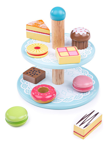 Bigjigs Toys Soporte De Madera Para Tartas Con 9 Pasteles De