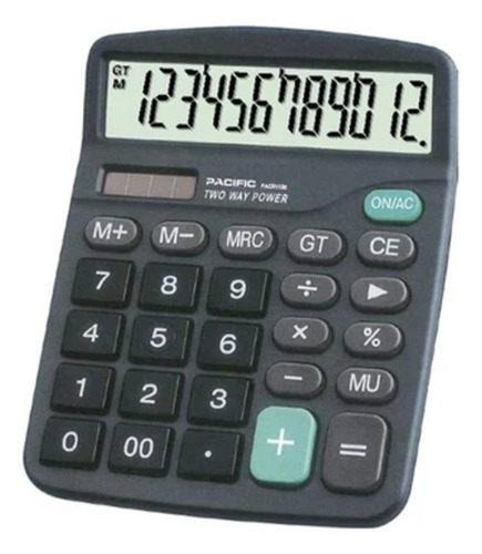 Calculadora Electrónica Pacific 12 Dígitos Pac01120 Color Negro