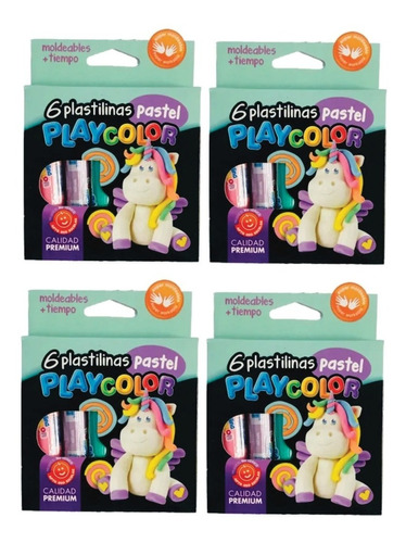 Imagen 1 de 3 de Plastilinas Pastel Playcolor X 6 Colores X 4 Unidades