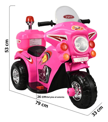 Moto Montable Eléctrica para Niños Luces Sonido Motocicleta Infantil Bateria 6v Apto a Partir de 3 años Rosa JOYKOO