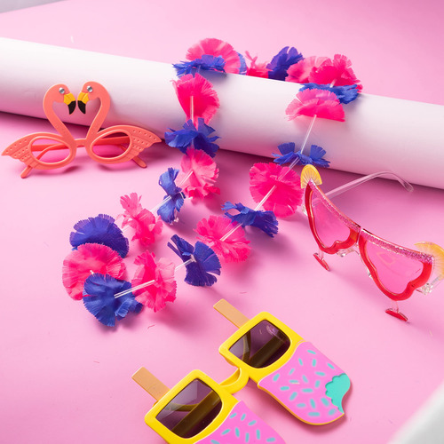 Set De Gafas De Fiesta Y Leis Hawaianos Joyin Luau Party X12