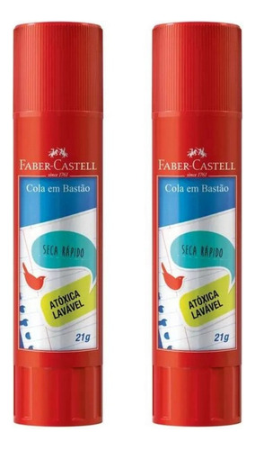 Cola Em Bastão 21g - Faber Castell - Kit Com 2 Unidades