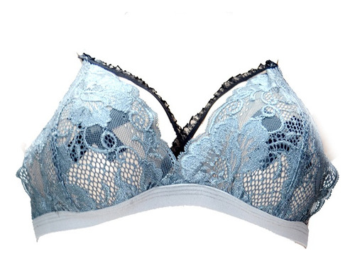 Bralette De Suave Fino Encaje Tirante Ajustable Co001 Gris