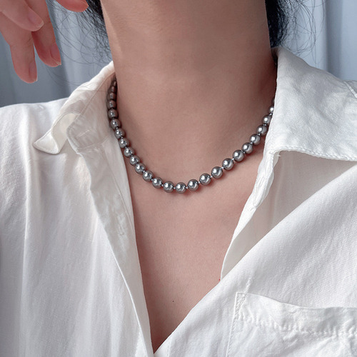 S925 Plata Esterlina Perla Collar Mujer Cadena Clavícula