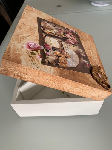 Caja En Madera Pinceladas, Para Te, Joyas, Costurero,moños