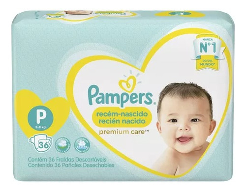 Pañales Pampers Premium Care Talle P 36 Uni Hipoalergénico 