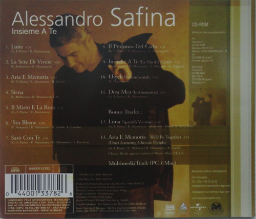 Cd Alessandro Safina ¿ Insieme A Te