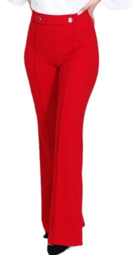 Pantalon De Vestir Mujer Elegante Casual Tiroalto Acampanado