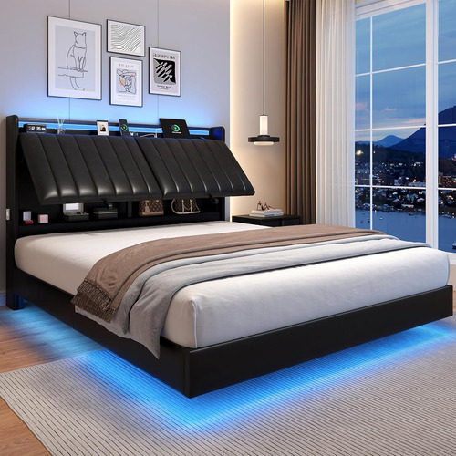 Base De Cama Jocoevol Matrinonial C/almacenamiento Y Luz Led