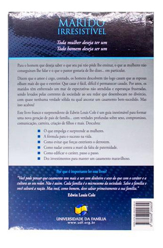 Marido Irresistível - Edwin Louis Cole, De Edwin Louis Cole. Editora Udf, Capa Mole Em Português, 2011