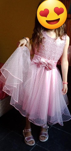 Vestido Rosado De Niña Para Fiesta.de 5 A 8 Años De Edad