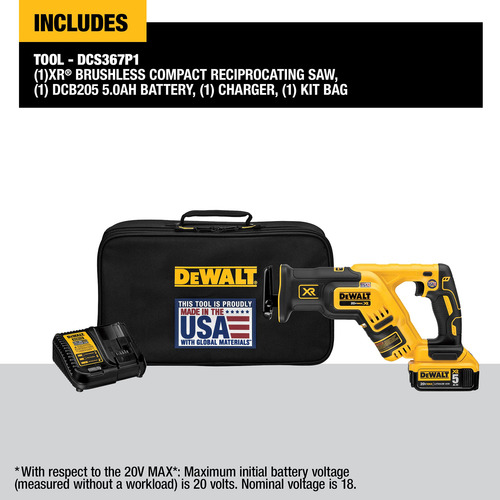 Sierra Recíproca Dewalt Dcs367p1, 20 V Max Xr, 5 Ah, Inalámb