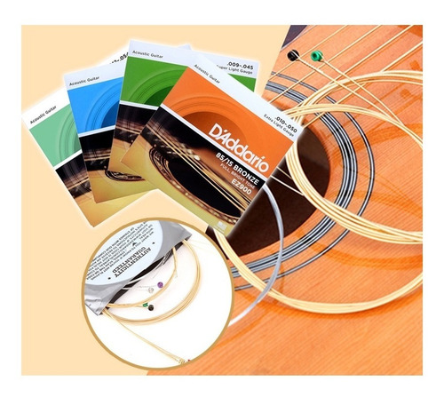 Imagen 4 de 6 de Encordado Cuerdas Guitarra Acústica 010 Ez900 Daddario .10