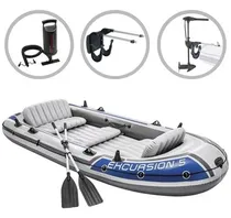 Comprar Bote Inflable Excursion 5+ Motor De Arrastre 12v + Kit Intex