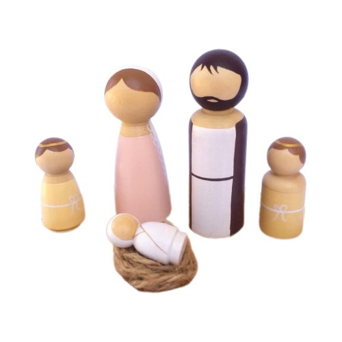 Figuras De Pesebre Navideño Artesanal Peg Dolls De Madera