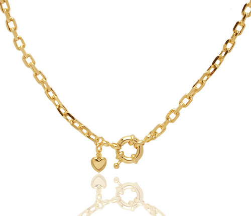 Choker Cartier Coração Fecho Boia Folheado Ouro 18k Cor Dourado
