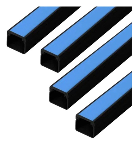 Kit 4 Perfis Canaleta 20x10 C/ Dupla Face Alumbra Cor Preta