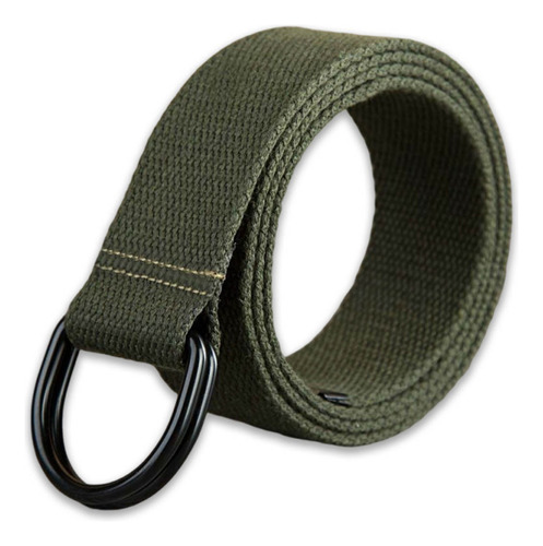 Cinturón De Lona Ajustable Para Hombre Y Mujer. Color Verde Militar Talla 130