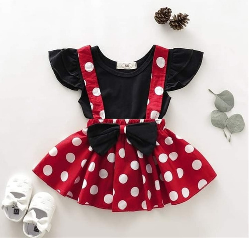 Imagen 2 de 6 de Traje Vestido Minnie Mouse Niña Disfraz Carnaval Cumpleaños
