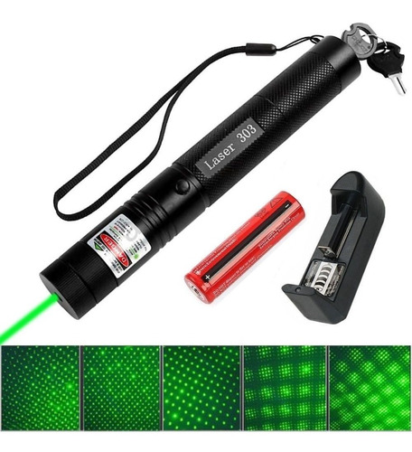 Puntero Laser Verde 303 Potente 10000mw + Bateria + Cabezal