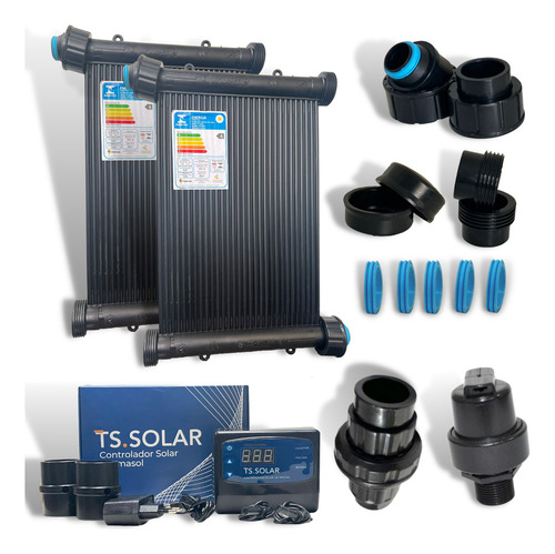 Kit Aquecimento Solar Piscina 20placas 4mt Rosca+valvs+cdt