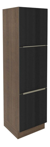 Paneleiro Madesa Lux 60 Cm 3 Portas - Rustic/preto