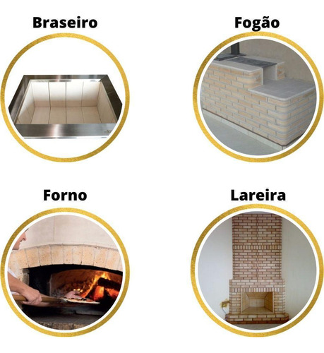 Tijolo Refratário Churrasqueira 229 X 114 X 51 Mm