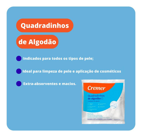 Kit-10 Algodão Quadradinhos Limpeza Pele E Unhas C/2500 Und