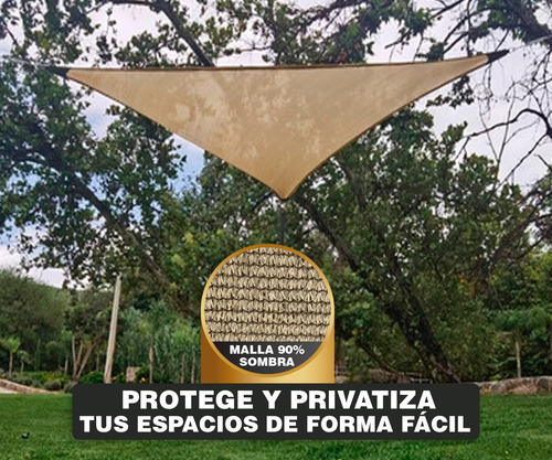 Imagen 6 de 10 de Malla Sombra 90% 5x5x5 M Triangulo Velaria Raschel Beige